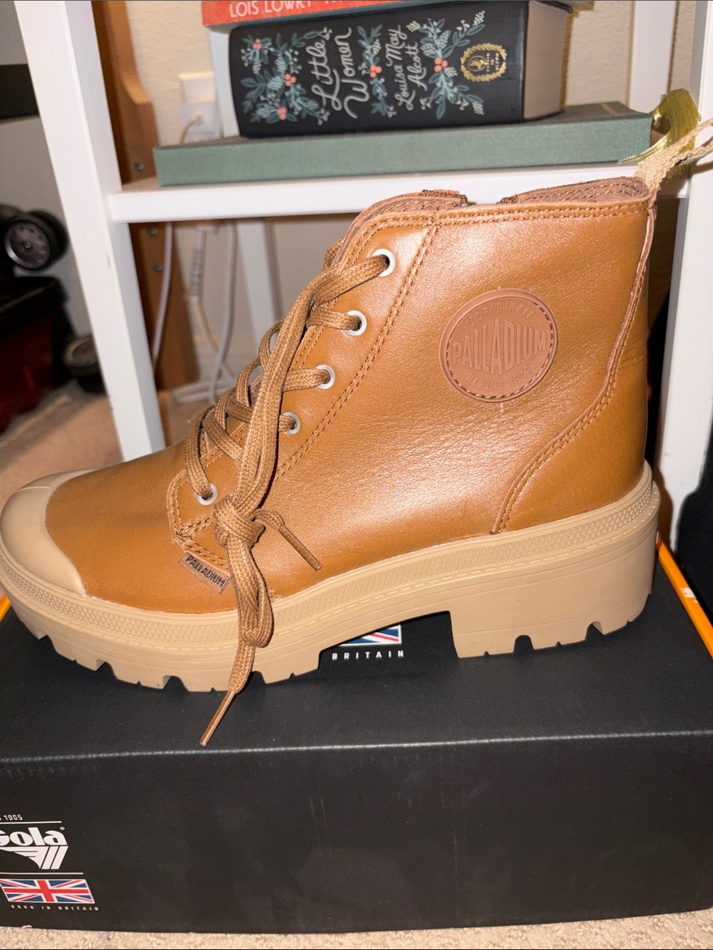 Palladium Women's Cognac Tan Platform Lace-Up Boots